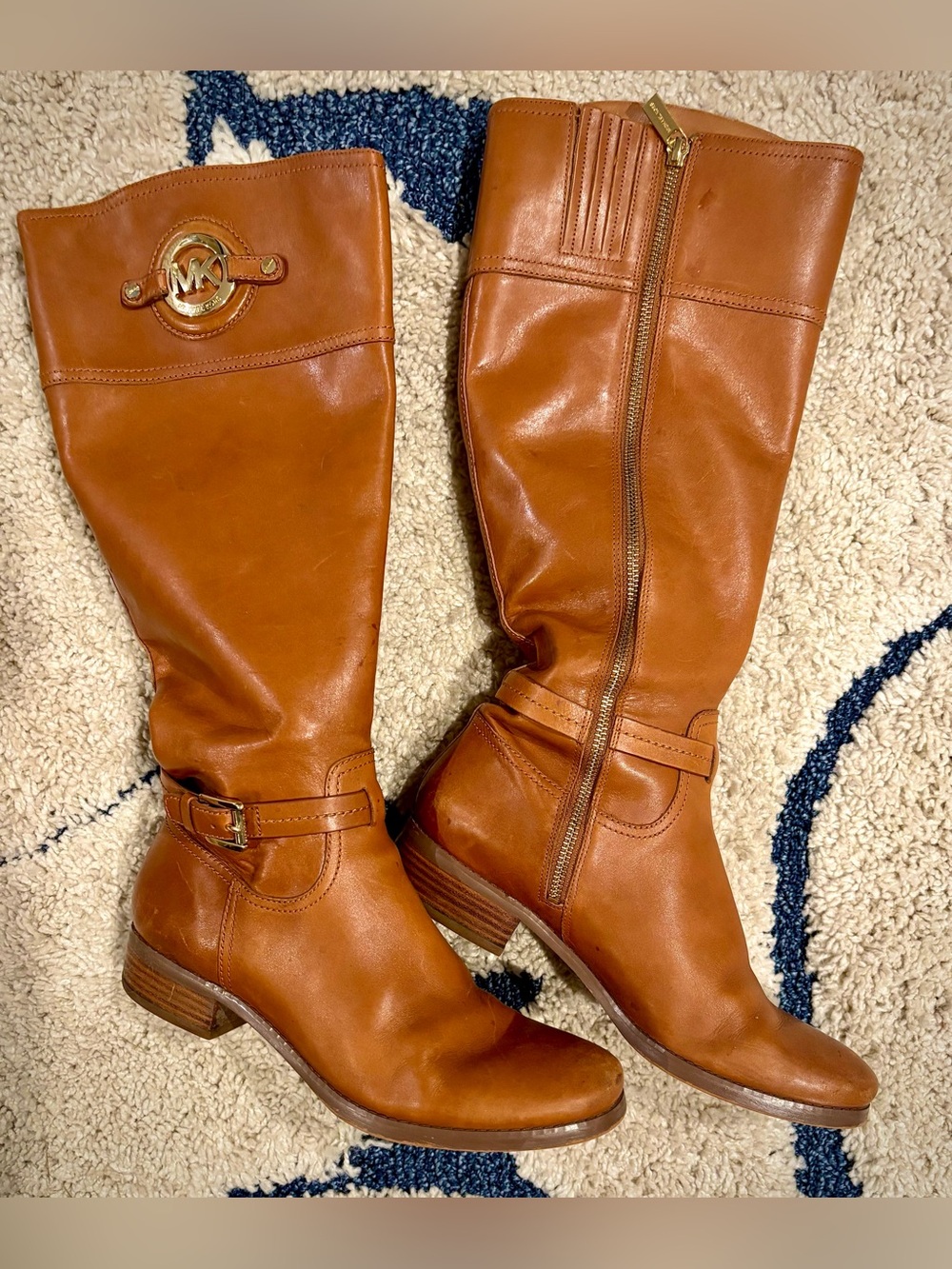 MICHAEL Michael Kors Tan Leather Knee-High Riding Boots